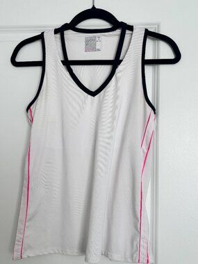 Lucky in Love Woman's Tennis Tank White/black/pink size Medium M